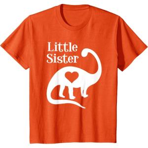 imageKids Little Sister Gift Siblings Love Dinosaur Girls TShirtOrange