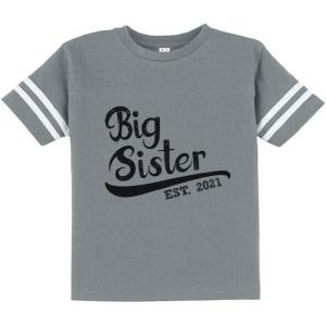 imageTstars Gift for Big Sister 2021 Outfit Girls Siblings Toddler Jersey TShirtGray