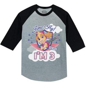 imageTstars Paw Patrol Skye Girls 3rd Birthday Gift 34 Sleeve Baseball Jersey Toddler ShirtDark Gray