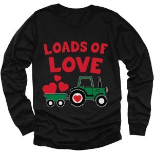 imageTstars Tractor ampamp Digger Toddler Boys Valentines Shirt Heart Dab Funny Valentines Day Kids Long Sleeve TShirt for ToddlersPuff Tractor  Black