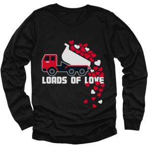 imageTstars Tractor ampamp Digger Toddler Boys Valentines Shirt Heart Dab Funny Valentines Day Kids Long Sleeve TShirt for ToddlersPuff Truck  Black