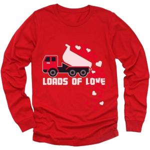 imageTstars Tractor ampamp Digger Toddler Boys Valentines Shirt Heart Dab Funny Valentines Day Kids Long Sleeve TShirt for ToddlersPuff Truck  Red