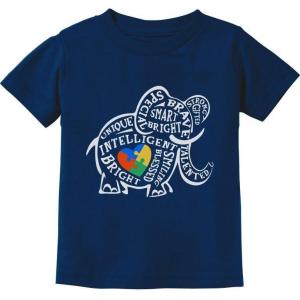imageTstars Autism Awareness Elephant Toddler Kids TShirtNavy