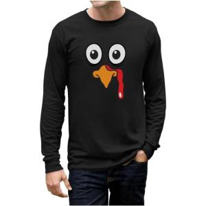 imageTstars Silly Turkey Face Mens Shirt  Funny Gobble Thanksgiving Long Sleeve Tee for Holiday OutfitsTurkey  Black