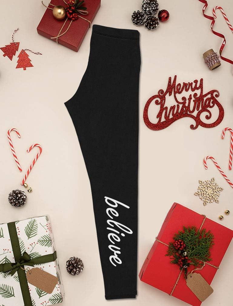 imageTstars Christmas Leggings for Women Girls Festive Xmas Outfit Holiday Leggings BelieveBlack