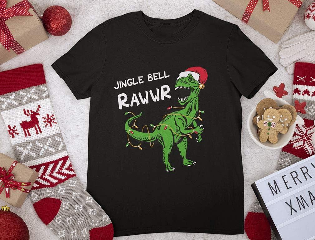 imageTstars Christmas Shirt for Kids Jingle Bell Rawr T Rex Santa Youth Kids TShirtBlack