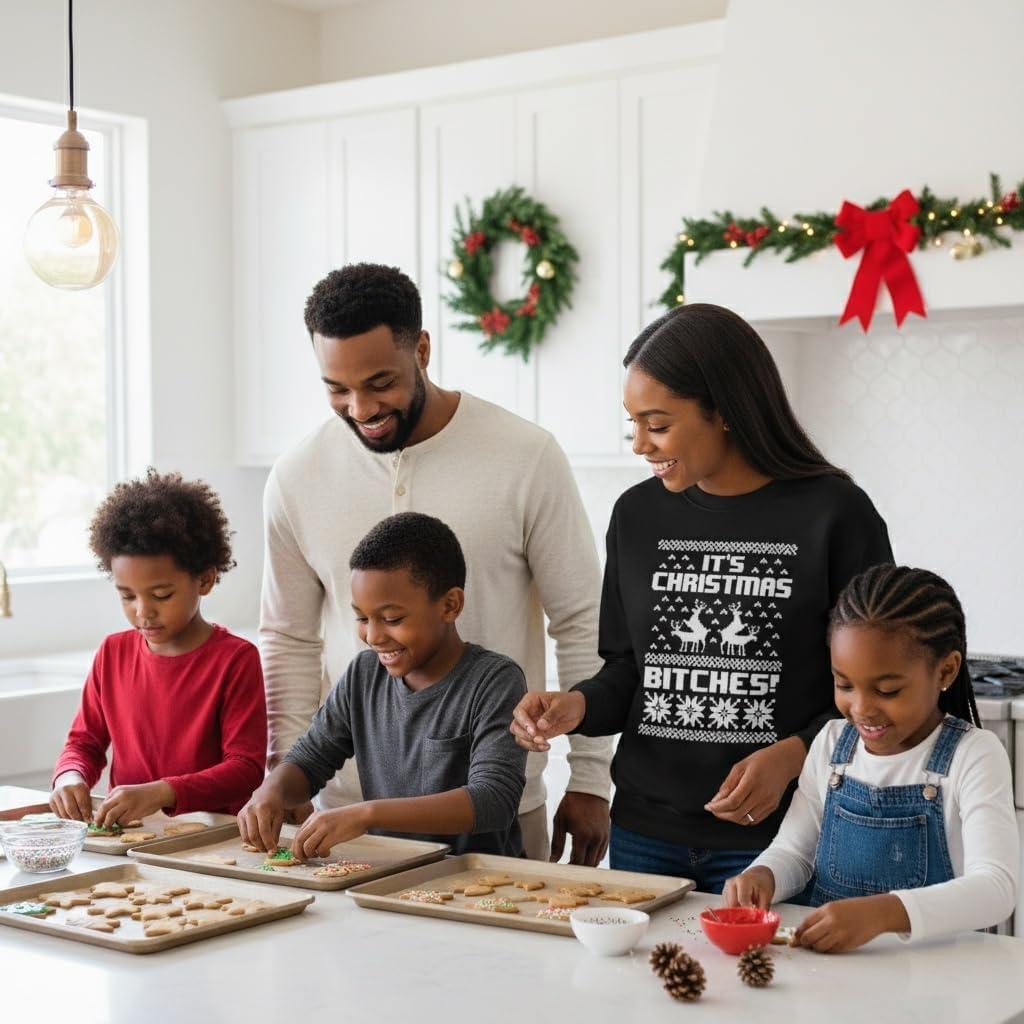 imageTstars Christmas Sweatshirt for Women ampamp Teen Girls  Santa Claws Cat Flamingo  Xmas Holiday PulloverIts Christmas1  Black