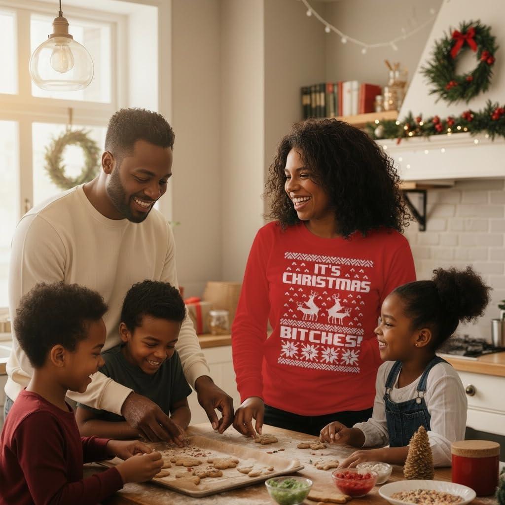 imageTstars Christmas Sweatshirt for Women ampamp Teen Girls  Santa Claws Cat Flamingo  Xmas Holiday PulloverIts Christmas1  Red