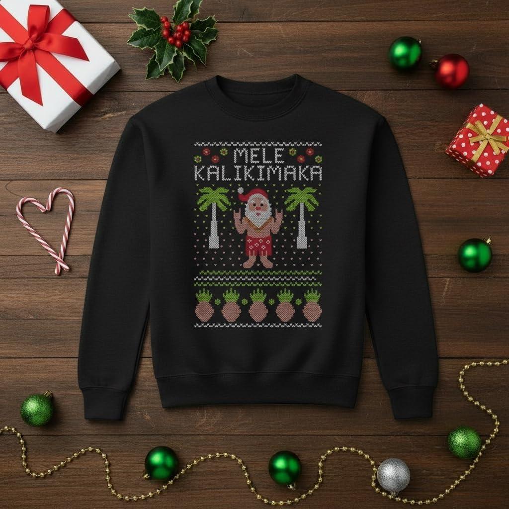 imageTstars Christmas Sweatshirt for Women ampamp Teen Girls  Santa Claws Cat Flamingo  Xmas Holiday PulloverKalikimaka  Black