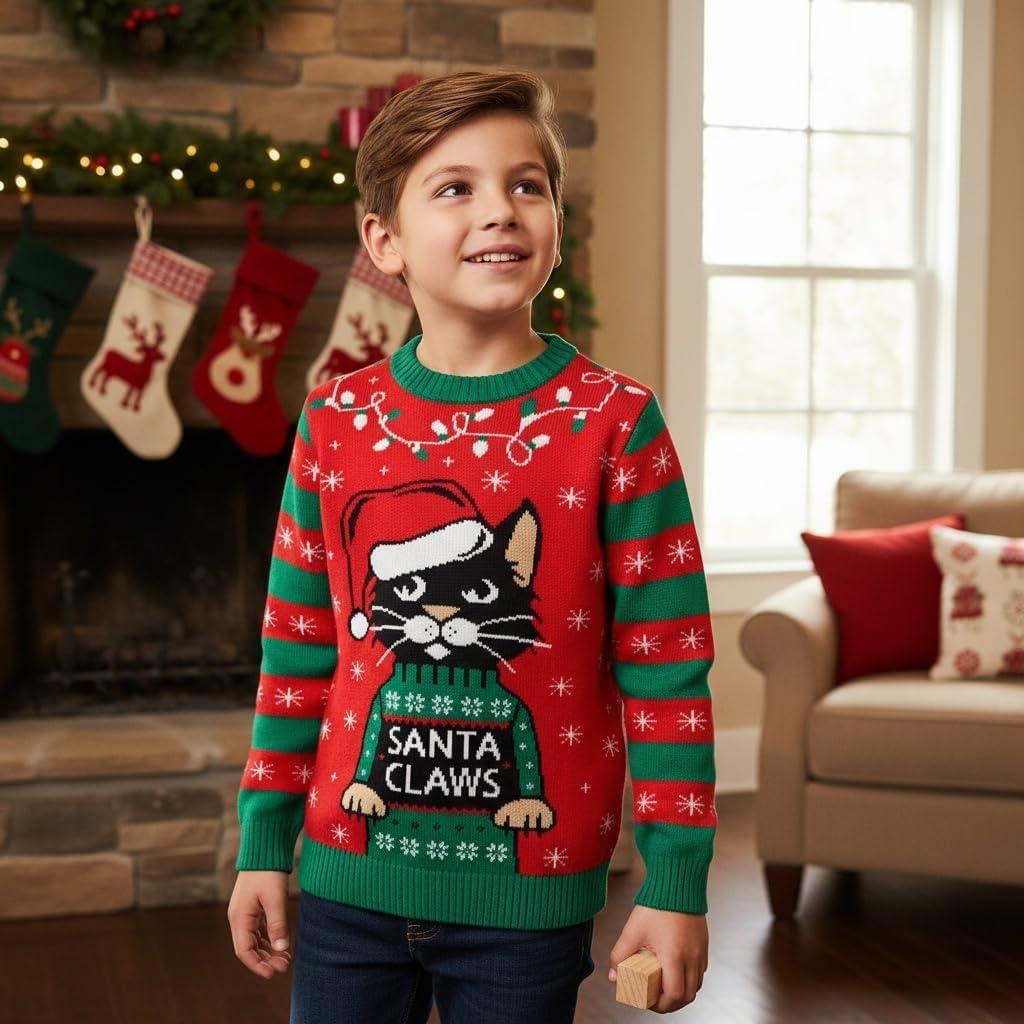 imageTstars Kids Ugly Christmas Sweater  Dino Gamer Merry Swishmas  Funny Holiday Top for Boys ampamp Girls Ugly Xmas Party GiftClaws  Multicolor