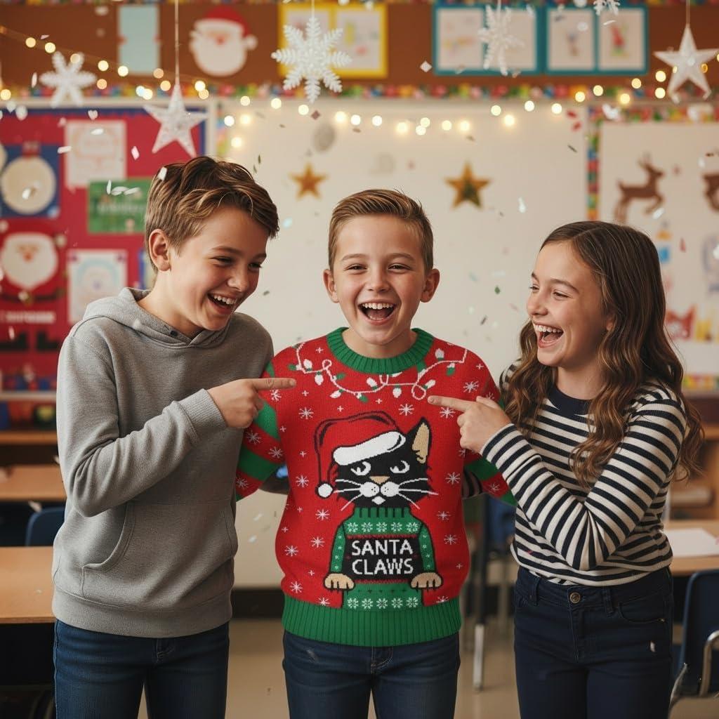 imageTstars Kids Ugly Christmas Sweater  Dino Gamer Merry Swishmas  Funny Holiday Top for Boys ampamp Girls Ugly Xmas Party GiftClaws  Multicolor