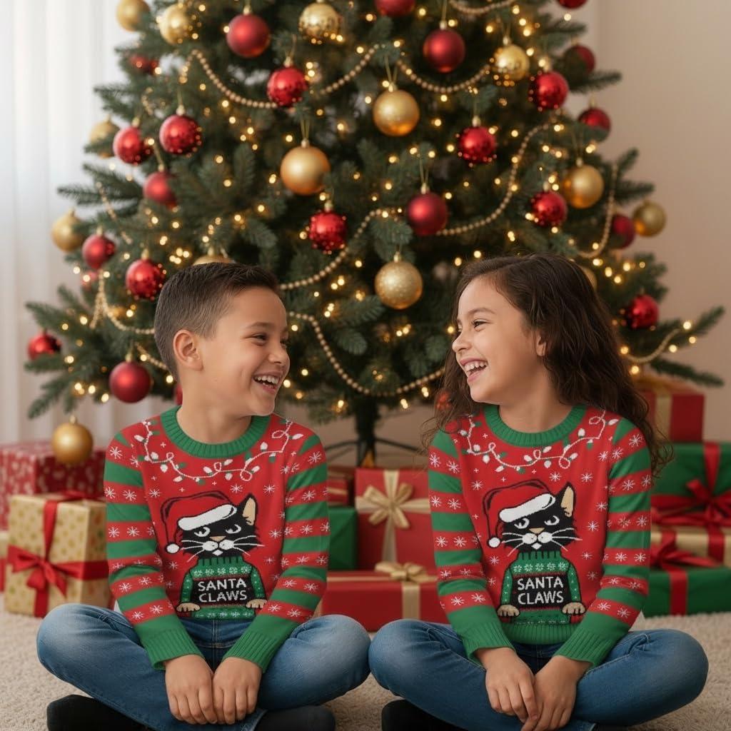 imageTstars Kids Ugly Christmas Sweater  Dino Gamer Merry Swishmas  Funny Holiday Top for Boys ampamp Girls Ugly Xmas Party GiftClaws  Multicolor