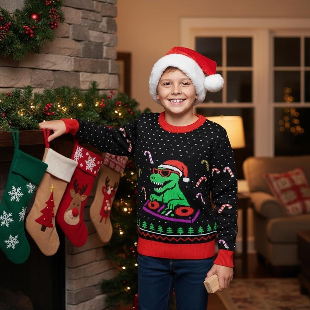 imageTstars Kids Ugly Christmas Sweater  Dino Gamer Merry Swishmas  Funny Holiday Top for Boys ampamp Girls Ugly Xmas Party GiftDj  Multicolor
