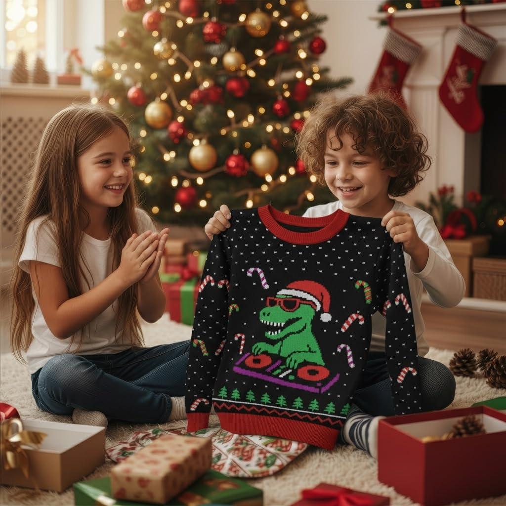 imageTstars Kids Ugly Christmas Sweater  Dino Gamer Merry Swishmas  Funny Holiday Top for Boys ampamp Girls Ugly Xmas Party GiftDj  Multicolor