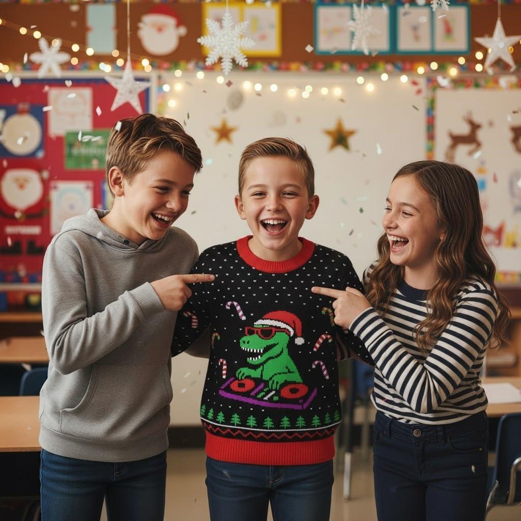 imageTstars Kids Ugly Christmas Sweater  Dino Gamer Merry Swishmas  Funny Holiday Top for Boys ampamp Girls Ugly Xmas Party GiftDj  Multicolor