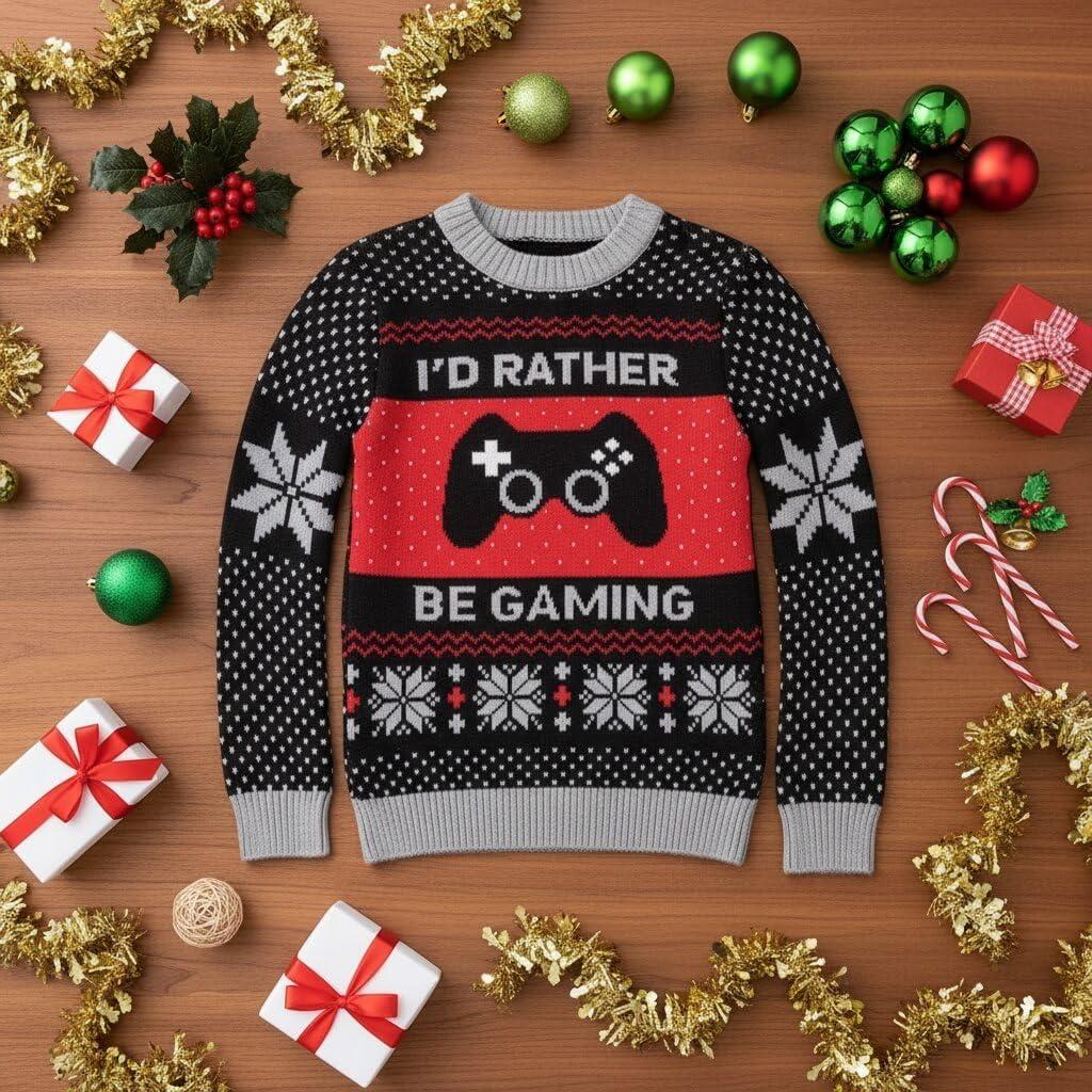 imageTstars Kids Ugly Christmas Sweater  Dino Gamer Merry Swishmas  Funny Holiday Top for Boys ampamp Girls Ugly Xmas Party GiftRather  Multicolor