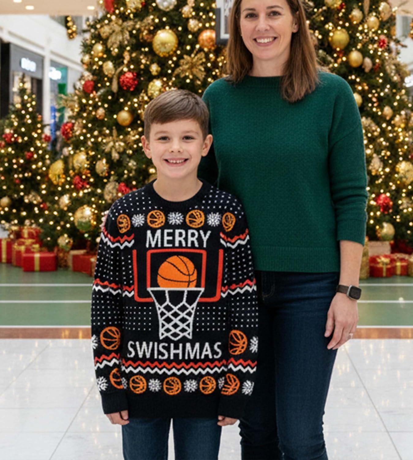 imageTstars Kids Ugly Christmas Sweater  Dino Gamer Merry Swishmas  Funny Holiday Top for Boys ampamp Girls Ugly Xmas Party GiftSwishmas  Multicolor