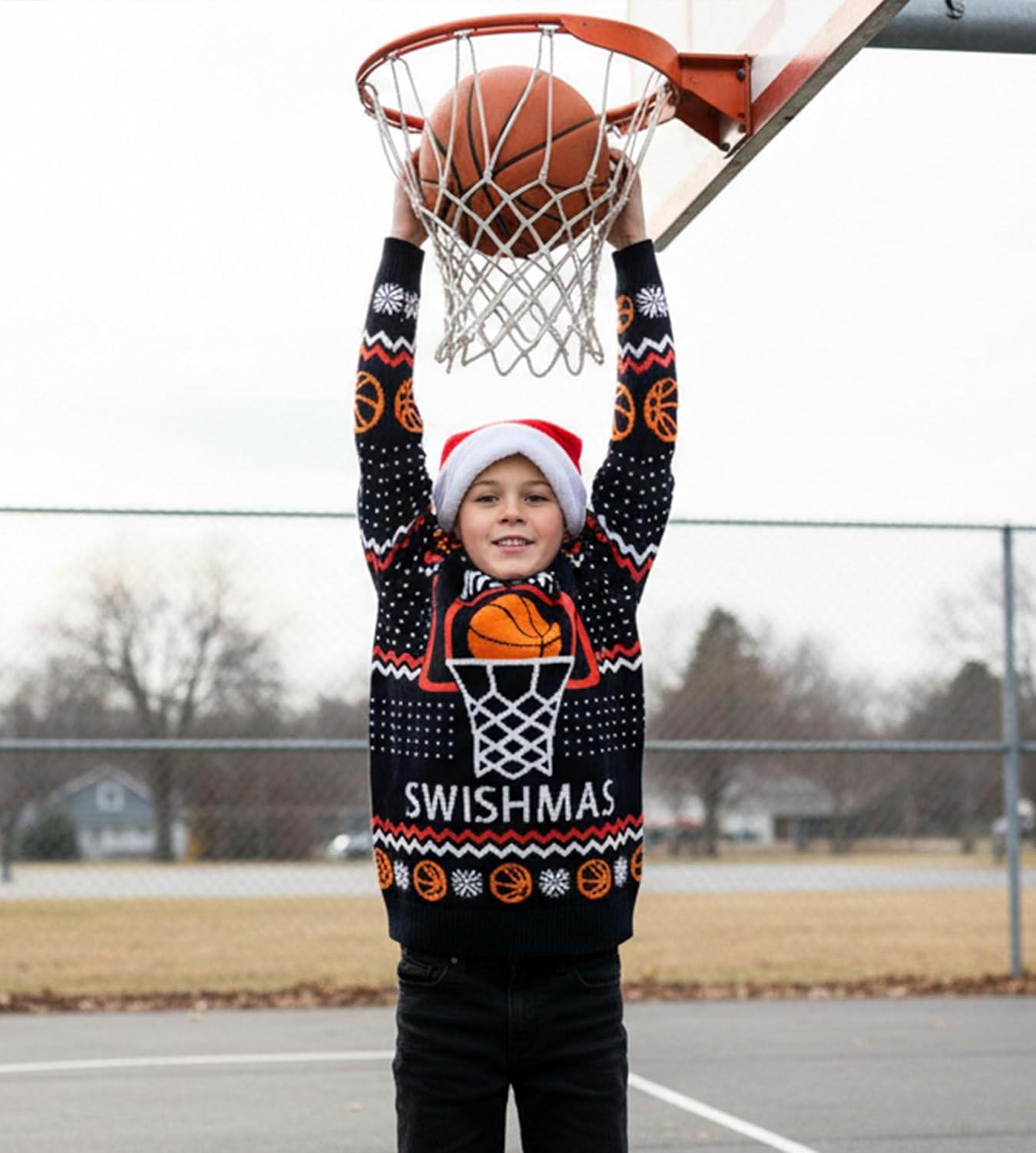 imageTstars Kids Ugly Christmas Sweater  Dino Gamer Merry Swishmas  Funny Holiday Top for Boys ampamp Girls Ugly Xmas Party GiftSwishmas  Multicolor