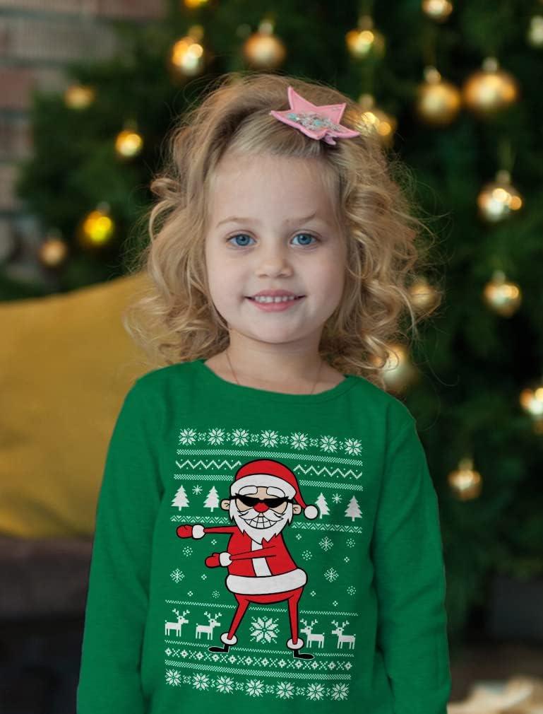 imageTstars Santa Floss Funny Sweatshirt Ugly Christmas Kids Toddler Long Sleeve TShirtLong Sleeve  Green