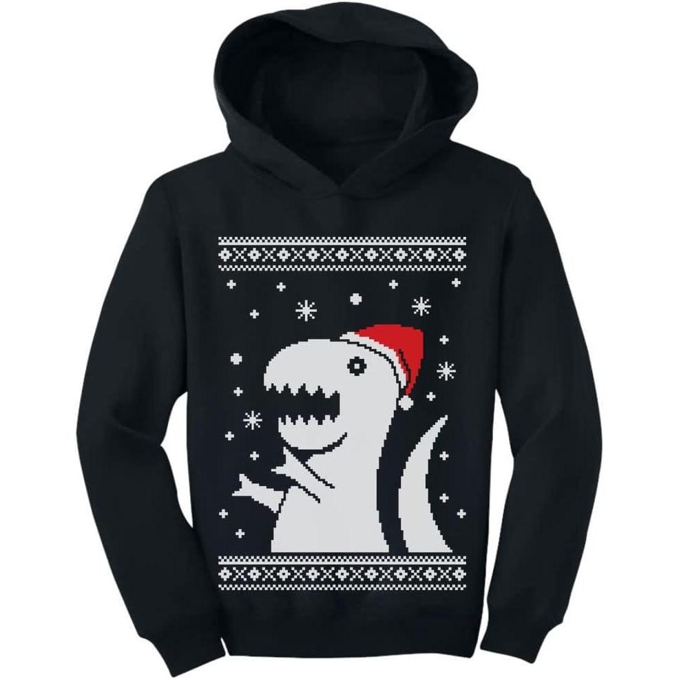 imageTstars Big Trex Santa Ugly Christmas Sweater Style  Children Funny Toddler HoodieBlack