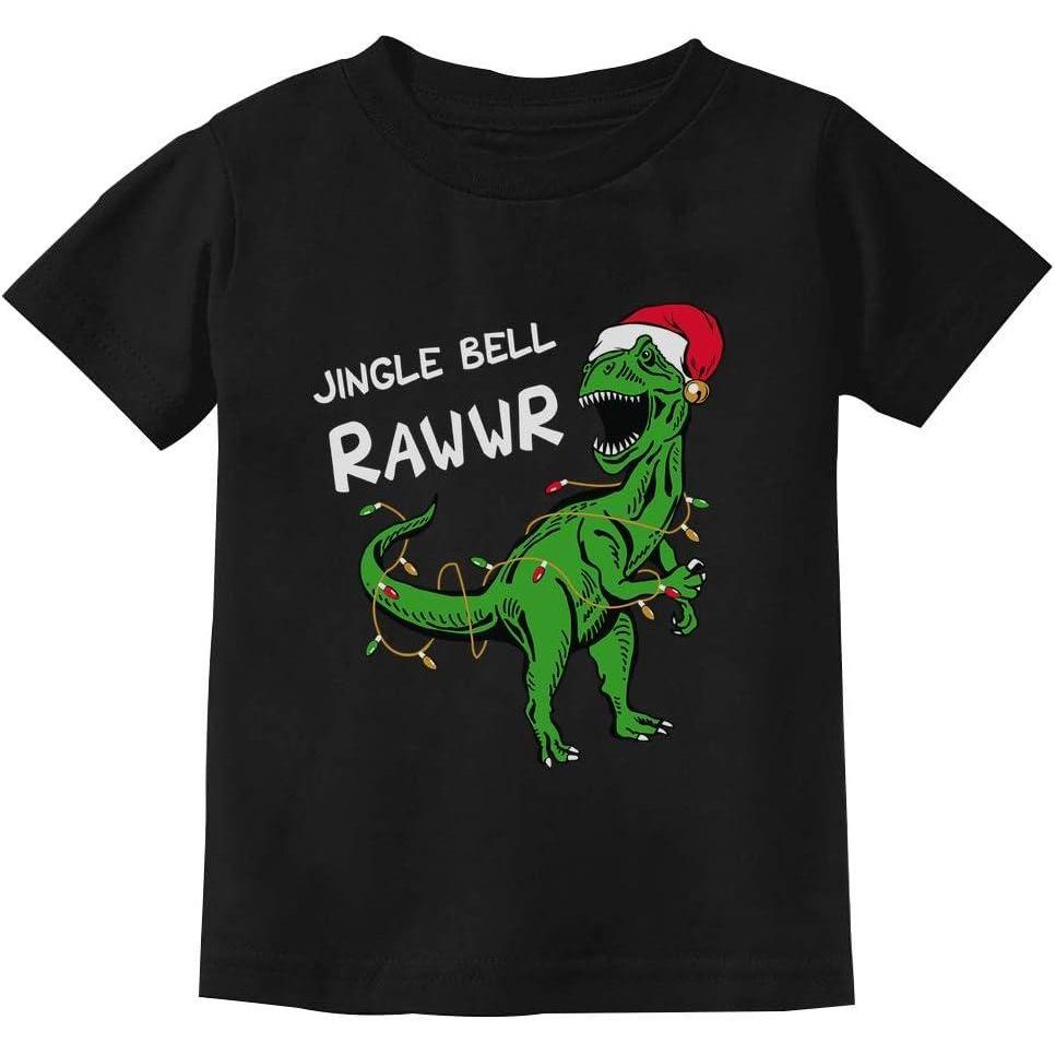 imageTstars Christmas Shirt for Kids Jingle Bell Rawr T Rex Santa Youth Kids TShirtBlack