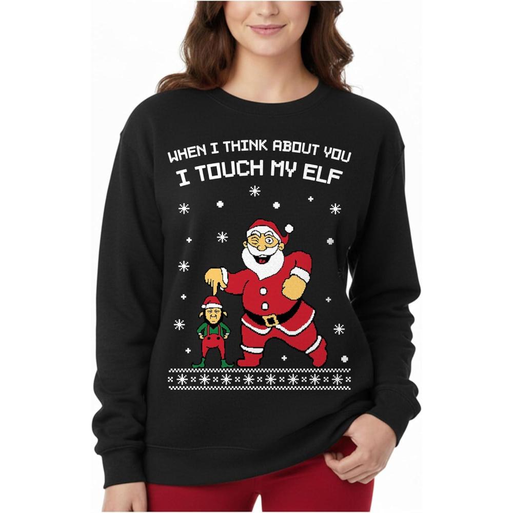 imageTstars Christmas Sweatshirt for Women ampamp Teen Girls  Santa Claws Cat Flamingo  Xmas Holiday PulloverTouch My  Black