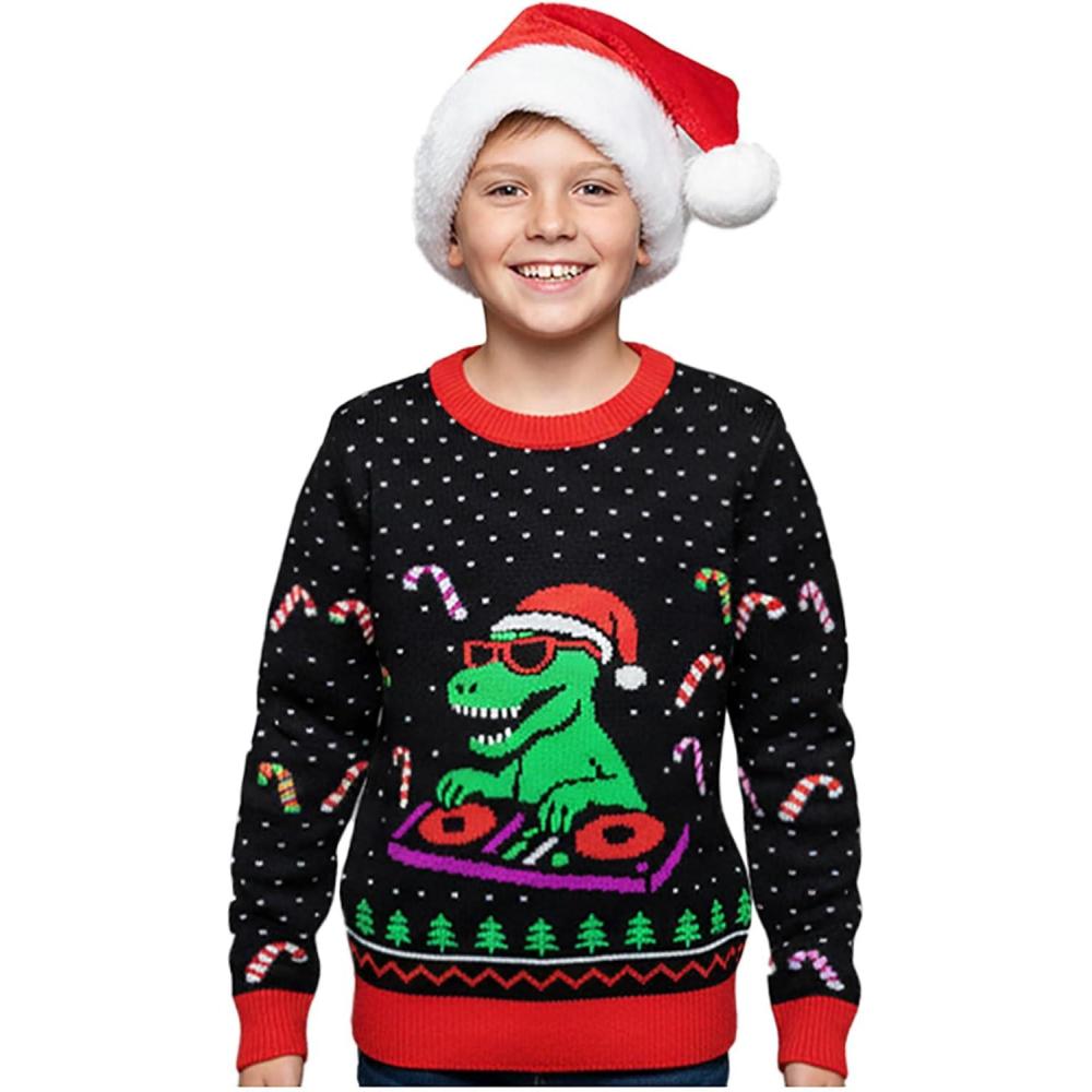 imageTstars Kids Ugly Christmas Sweater  Dino Gamer Merry Swishmas  Funny Holiday Top for Boys ampamp Girls Ugly Xmas Party GiftDj  Multicolor