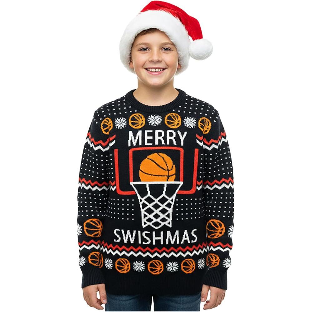 imageTstars Kids Ugly Christmas Sweater  Dino Gamer Merry Swishmas  Funny Holiday Top for Boys ampamp Girls Ugly Xmas Party GiftSwishmas  Multicolor