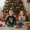 imageTstars Kids Tree Rex Christmas Shirt Funny Ugly Sweater Style Holiday Dino Long Sleeve Tee for ToddlersRiding  Black
