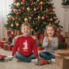 imageTstars Kids Tree Rex Christmas Shirt Funny Ugly Sweater Style Holiday Dino Long Sleeve Tee for ToddlersTrex Tree  Red