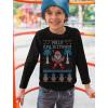 imageTstars Mele Kalikimaka Hawaiian Santa Ugly Christmas Toddler Kids Long Sleeve TShirtBlack