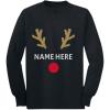 imageTstars Cute Reindeer Face Christmas Personalized Name Toddler Kids Long Sleeve TShirtBlack