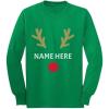 imageTstars Cute Reindeer Face Christmas Personalized Name Toddler Kids Long Sleeve TShirtGreen