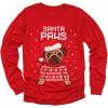 imageTstars Santa Paws Pug Ugly Christmas Sweater Kids Shirt Dog Long Sleeve TShirtRed