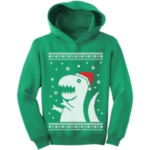 imageTstars Big Trex Santa Ugly Christmas Sweater Style  Children Funny Toddler HoodieGreen