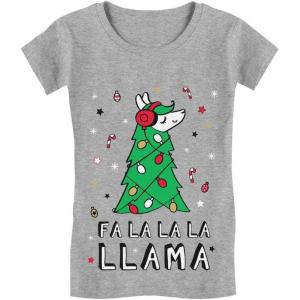 imageTstars FA La La Llama Ugly Christmas Sweater Funny Xmas Girls Fitted Kids TShirtGray