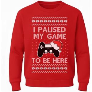 imageTstars Gamer Retro Ugly Christmas Sweater Xmas Party Youth Kids SweatshirtPaused  Red