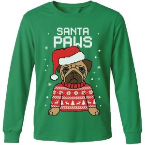 imageTstars Kids Tree Rex Christmas Shirt Funny Ugly Sweater Style Holiday Dino Long Sleeve Tee for ToddlersPaws  Green