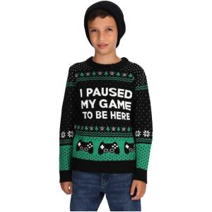 imageTstars Kids Ugly Christmas Sweater  Dino Gamer Merry Swishmas  Funny Holiday Top for Boys ampamp Girls Ugly Xmas Party GiftPaused  Multicolor