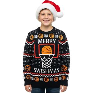 imageTstars Kids Ugly Christmas Sweater  Dino Gamer Merry Swishmas  Funny Holiday Top for Boys ampamp Girls Ugly Xmas Party GiftSwishmas  Multicolor