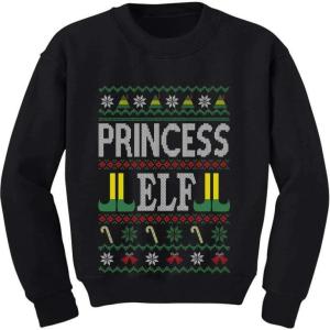 imageTstars Princess Elf Ugly Christmas Sweater Girls Xmas Family Toddler Kids SweatshirtBlack
