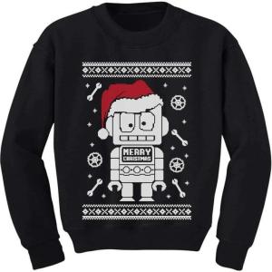 imageTstars Robot Santa Ugly Christmas Sweater Kids Sweatshirt Train Long Sleeve TShirtBlack