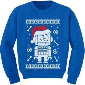 imageTstars Robot Santa Ugly Christmas Sweater Kids Sweatshirt Train Long Sleeve TShirtBlue