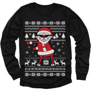 imageTstars Santa Floss Funny Sweatshirt Ugly Christmas Kids Toddler Long Sleeve TShirtLong Sleeve  Black