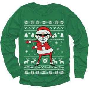 imageTstars Santa Floss Funny Sweatshirt Ugly Christmas Kids Toddler Long Sleeve TShirtLong Sleeve  Green