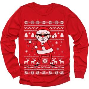 imageTstars Santa Floss Funny Sweatshirt Ugly Christmas Kids Toddler Long Sleeve TShirtLong Sleeve  Red