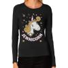 imageTstars Happy Holidays Jewnicorn Funny Ugly Christmas Hanukkah Women Long Sleeve TShirtBlack