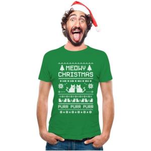 imageTstars  Meeowee Christmas Ugly Sweater  Cute Xmas Party TShirt XLarge Green