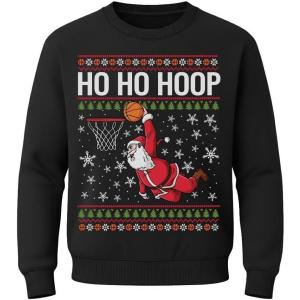 imageTstars Merry Swishmas Basketball Sweatshirt for Men Funny Ugly Xmas Sweater Style Holiday Pullover Gift for PlayersHoop  Black