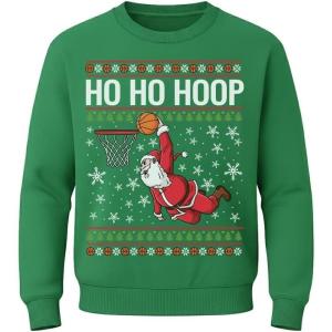 imageTstars Merry Swishmas Basketball Sweatshirt for Men Funny Ugly Xmas Sweater Style Holiday Pullover Gift for PlayersHoop  Green